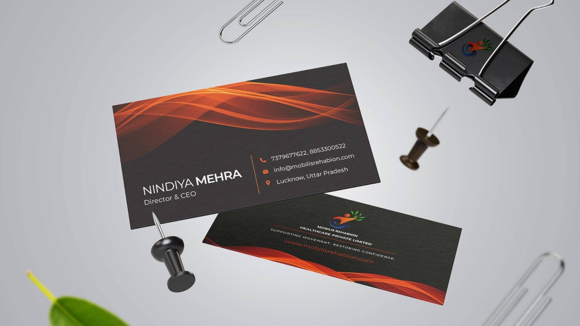Visiting Card Design for Mobilis Rehabion Healthcare Private Limited