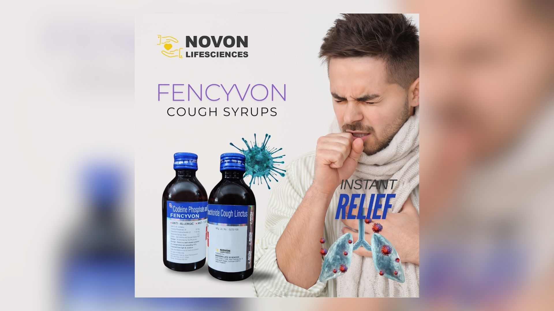 Bottle Label Design for Novon Lifesciences Cough Syrup