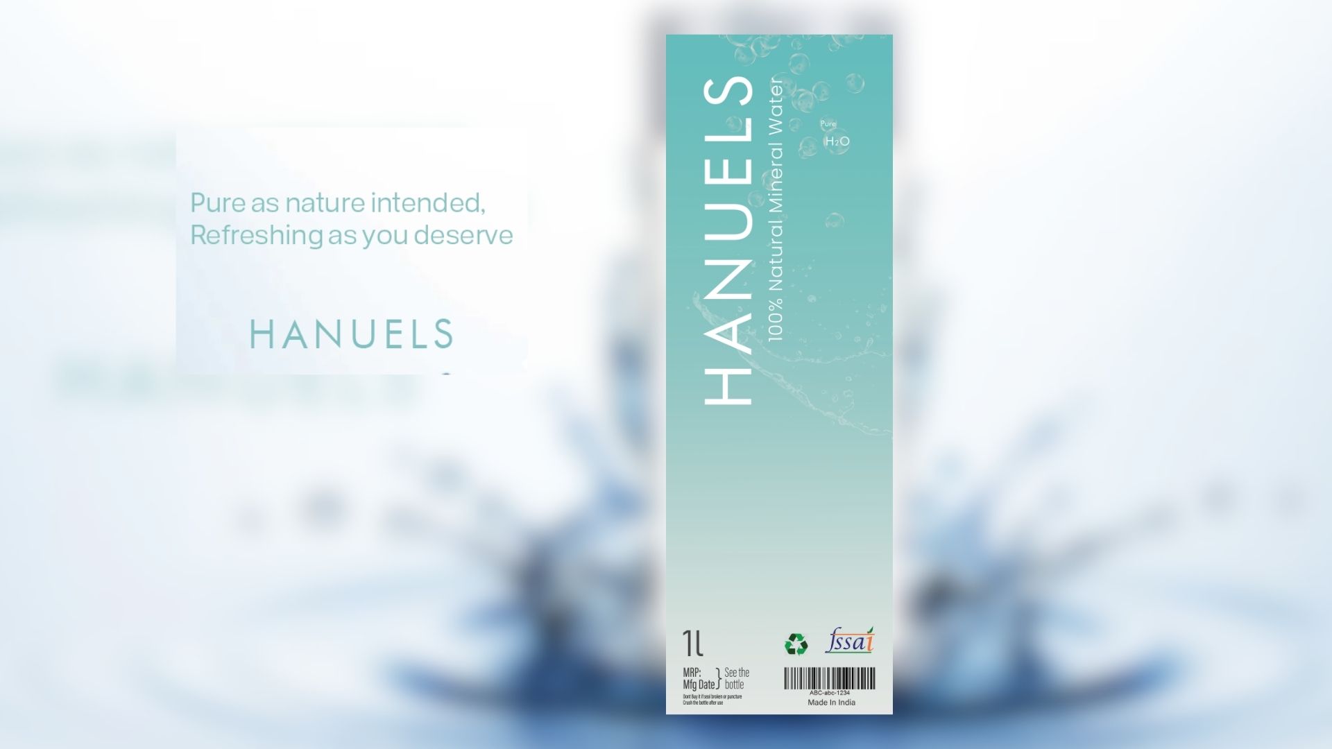 Brand Label Design for Hanuels Natural Mineral Water Bottle
